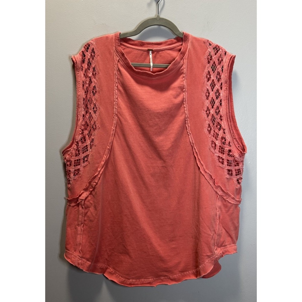 Free People Coral Crochet-Trim Tank Top